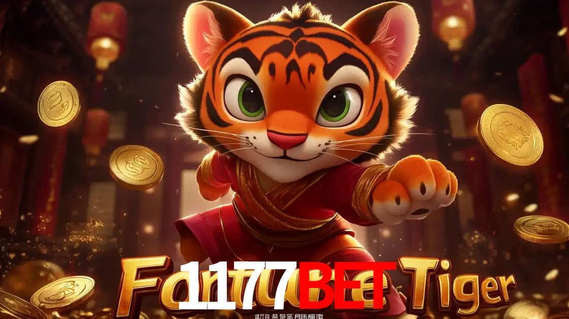 O carismático mascote do jogo de slot Fortune Tiger, um tigre fofo em pose de artes marciais, pronto para trazer sorte e multiplicadores de ganhos no cassino online 1177BET.