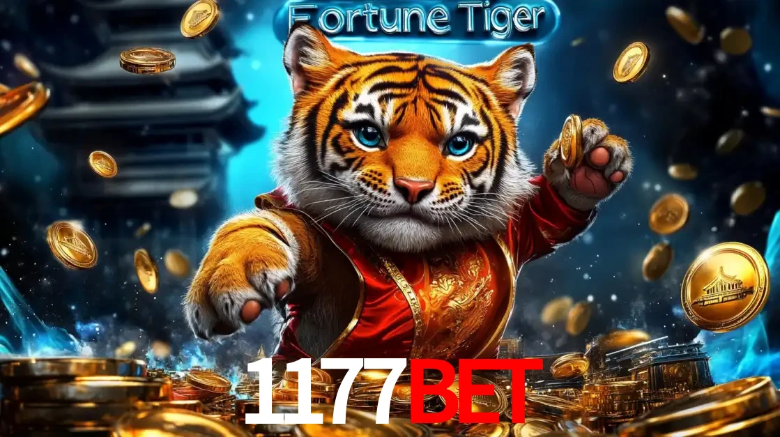 Imagem promocional do jogo de slot Fortune Tiger, com um tigre majestoso em traje tradicional cercado por uma fortuna em moedas de ouro, disponível agora no cassino 1177BET.